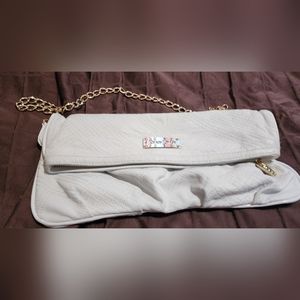 Bebe ladies white clutch bag with chain